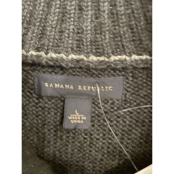 Mens Banana Republic Sweater Full Zip dark‎ Gray  Cardigan with Pockets Sz Large - Picture 3 of 4